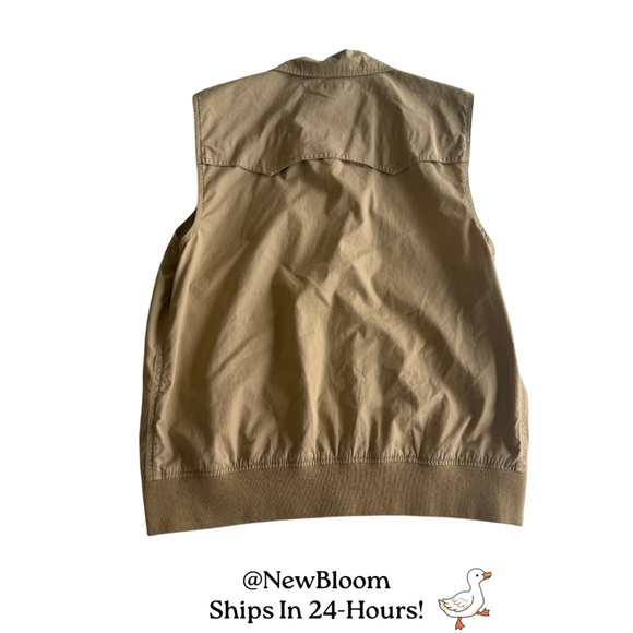Women’s Lauren Ralph Lauren 100% Cotton Safari Vest Large Tan Snap Front Polo - Picture 4 of 12